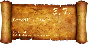 Bordán Timur névjegykártya